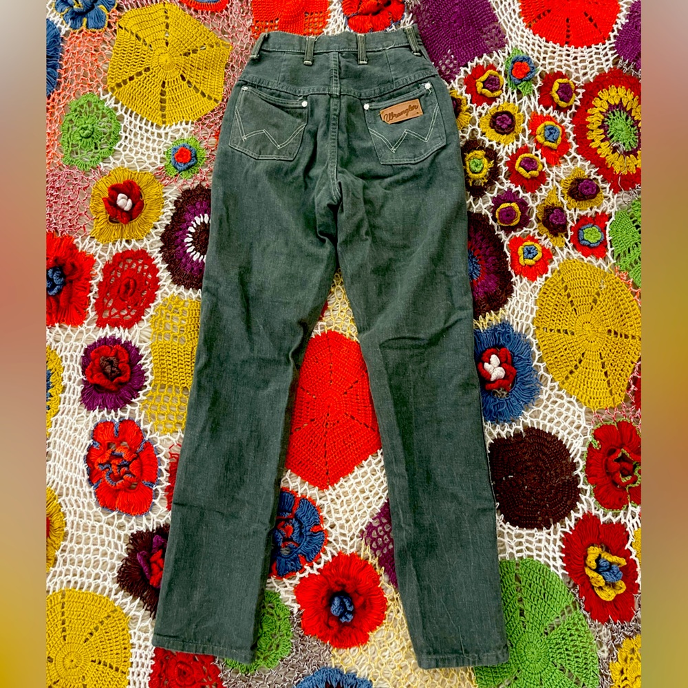 Vintage 70’s Wranglers Army Green, High Waisted, … - image 1